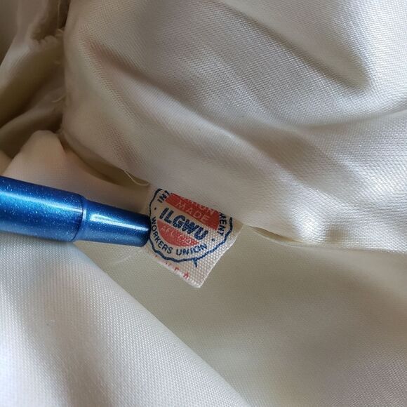 Vintage Avec Tu Glenoit Lined Faux Fur Coat 1970 Size 13 Made in USA Cream Gray - Picture 13 of 16